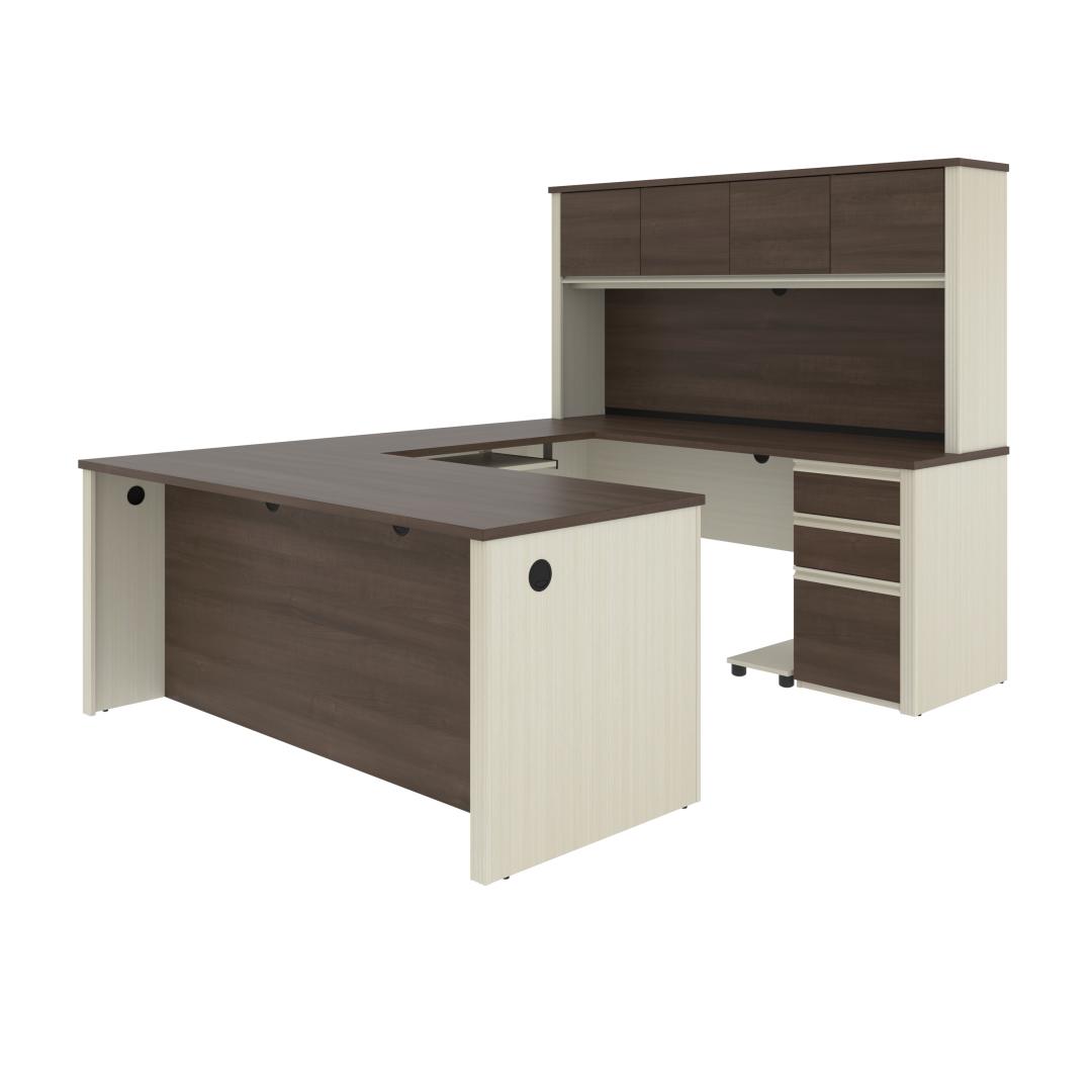 72W U-Shaped Executive Desk with 2 Pedestals and Hutch