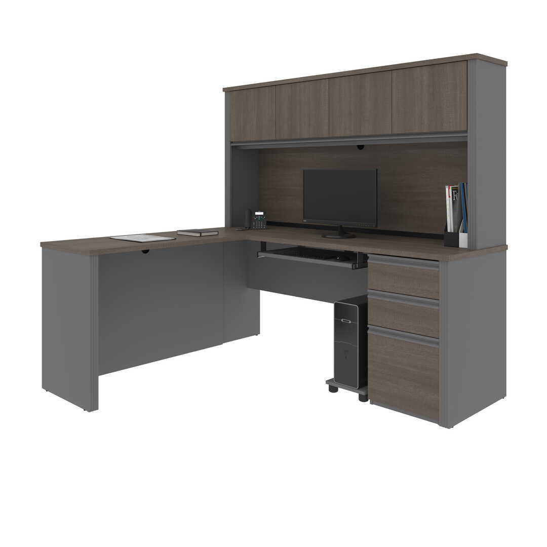 Pro-Linea Bureau en L 72L avec huche à tablette unique