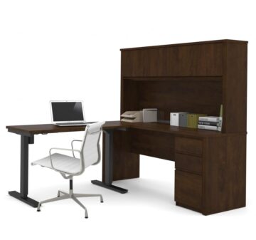 Ensemble de 2 articles incluant un bureau assis-debout et un bureau avec huche
