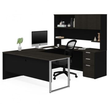 U-Shaped Executive Desk with Pedestal and Hutch