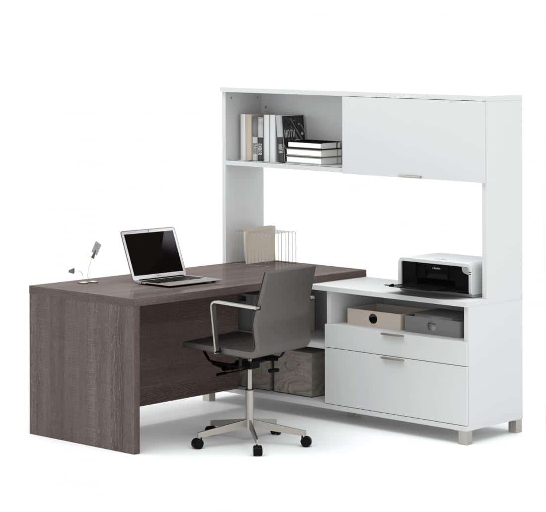 Modern l shaped desk with hutch discount