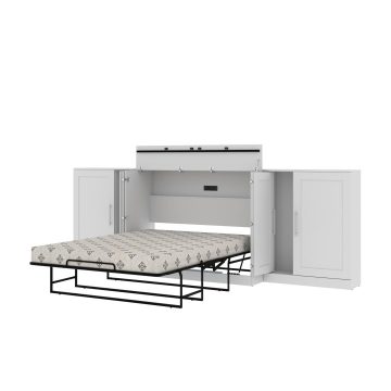 Lit cabinet deux places (double) avec matelas et 2 unités de rangement 36 po