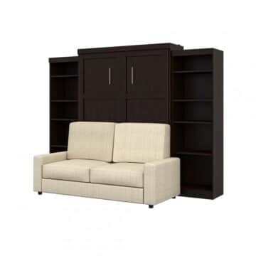 Lit queen escamotable (grand lit), unités de rangement et un sofa (115“)