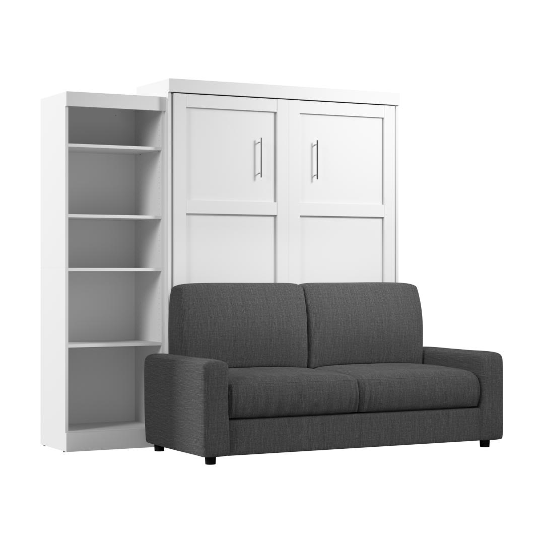 Queen Murphy Bed with Sofa and Shelving Unit (96W)