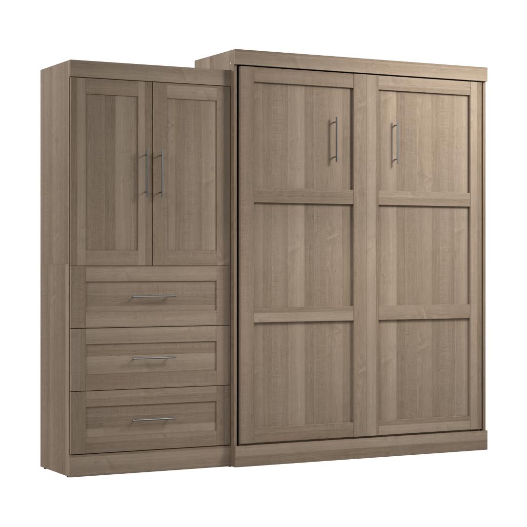 Queen Murphy Bed and Storage Cabinet with Drawers (101W)