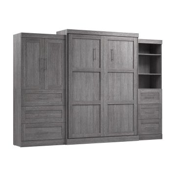 Grand lit escamotable (queen) et 2 unités de rangement multifonctionnelles avec tiroirs (126L)