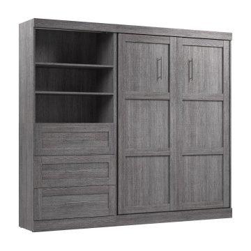Lit escamotable deux places (double) et unité de rangement avec tiroirs (95L)