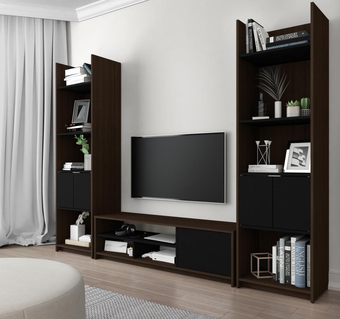 Small Space 3 Piece Set Including Shelving Units And A Tv Stand