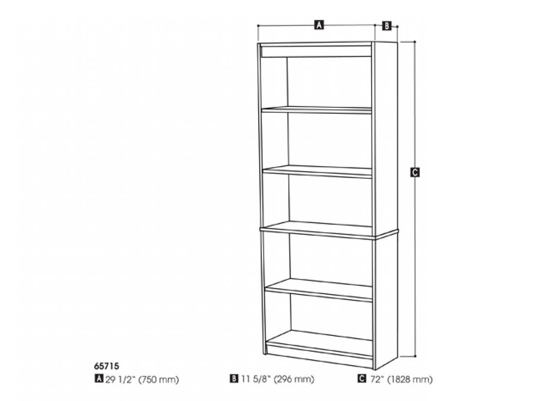 Universel Standard Bookcase Bestar, Shelves Bookcase Dimensions