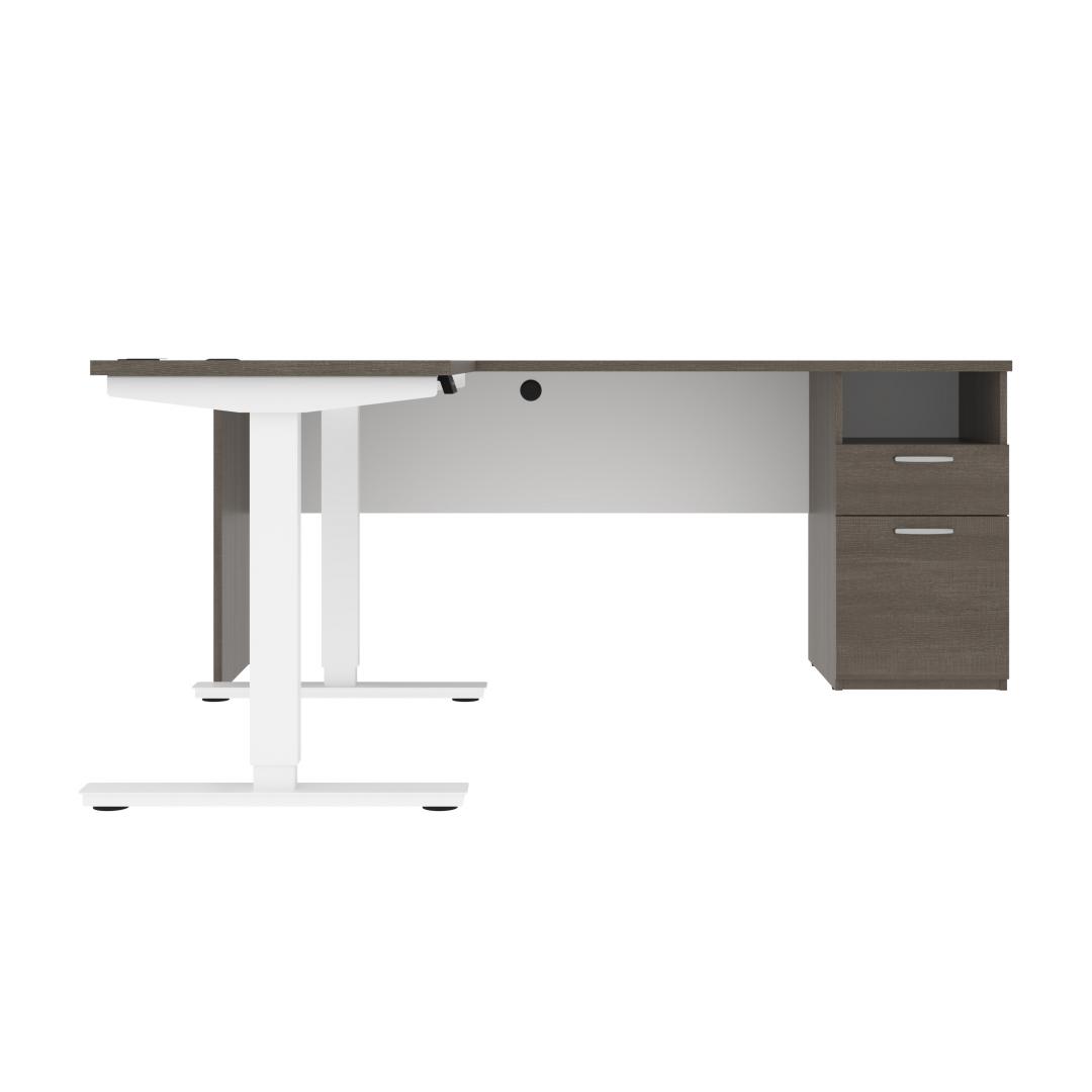 Bestar Bureau assis-debout 48L avec support double pour moniteurs Upstand  blanc