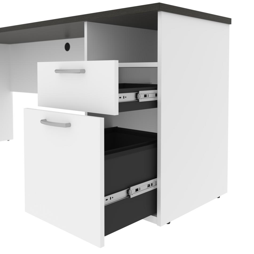 Bestar Bureau assis-debout 48L avec support double pour moniteurs Upstand  blanc