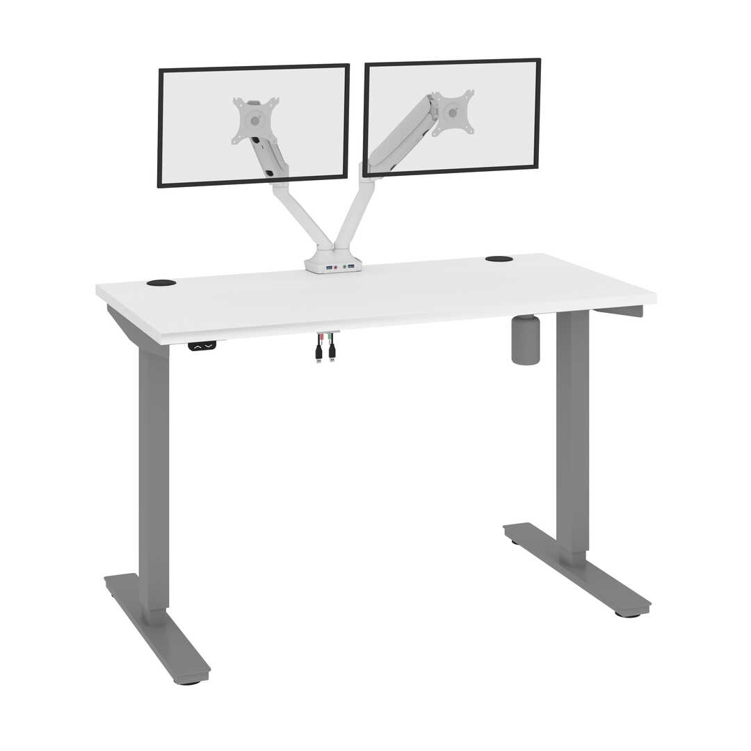 Bureau assis-debout 48L x 24P avec support double pour moniteurs