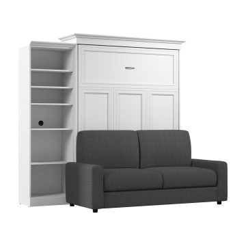 Lit queen escamotable (grand lit), une unité de rangement et un sofa