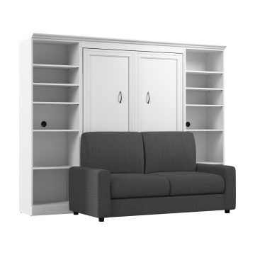 Lit double escamotable (deux places), deux unités de rangement et un sofa (109“)