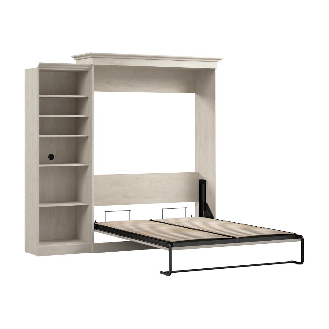 Bestar Grand lit escamotable 92L et étagère avec table de chevet