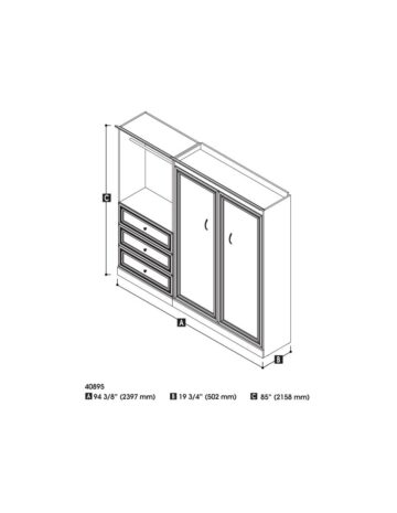 Full Murphy Bed and Shelving Unit with Drawers (95W)
