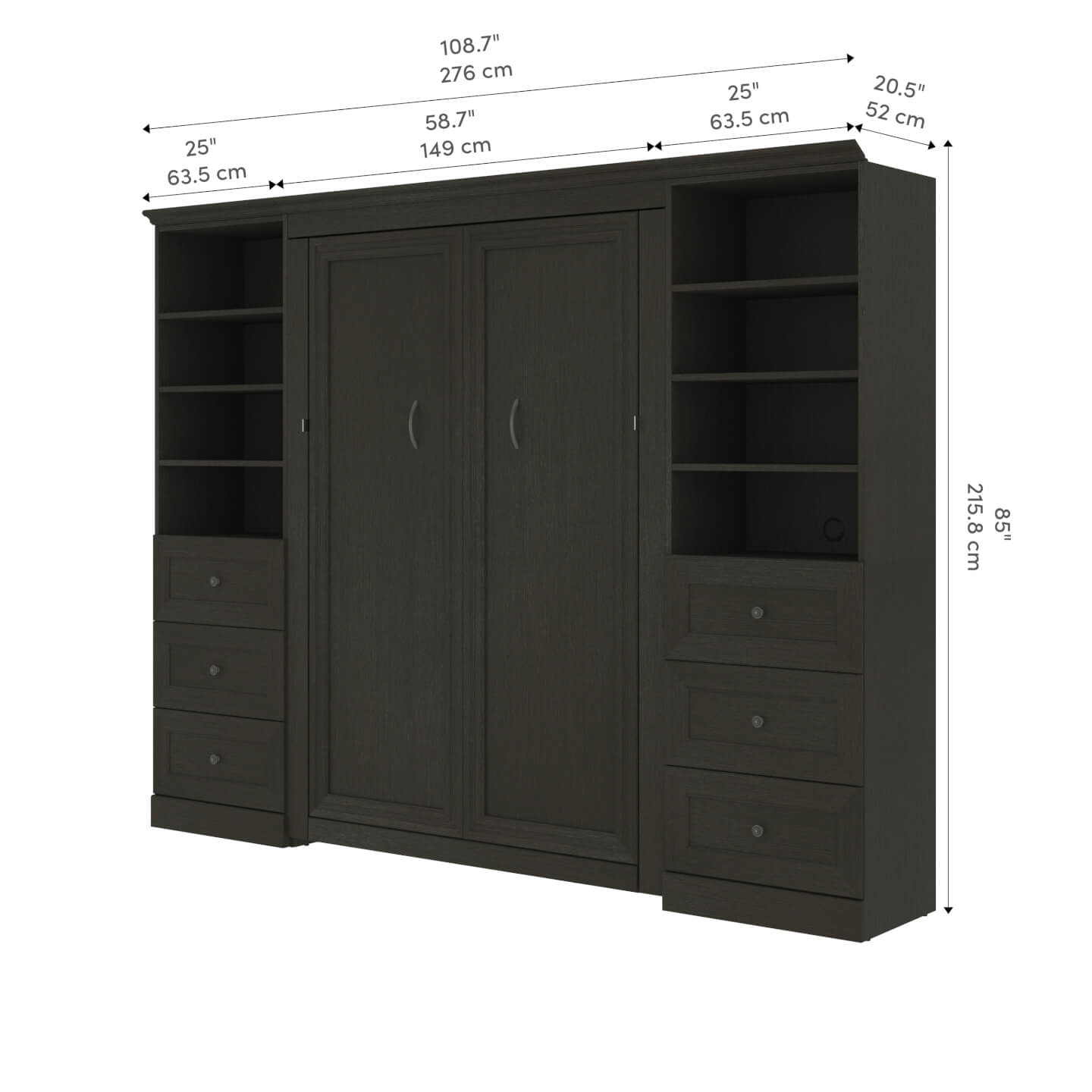 Murphy Bed With 2 Shelving Units, 2×2 Shelving Unit