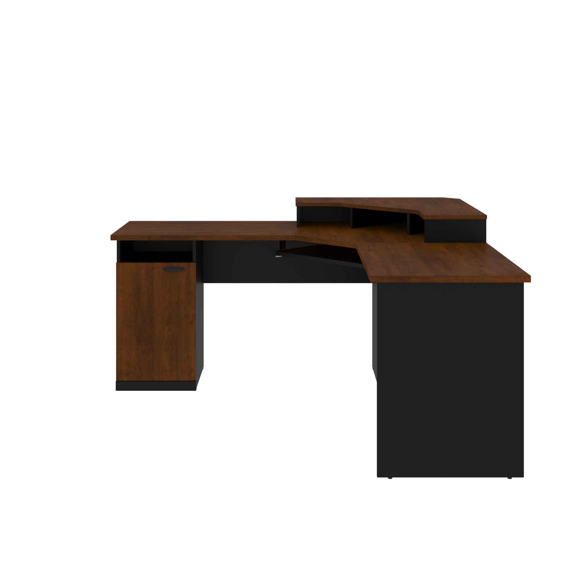 Features an ample work surface and large keyboard tray. hampton 71w corner desk bestar