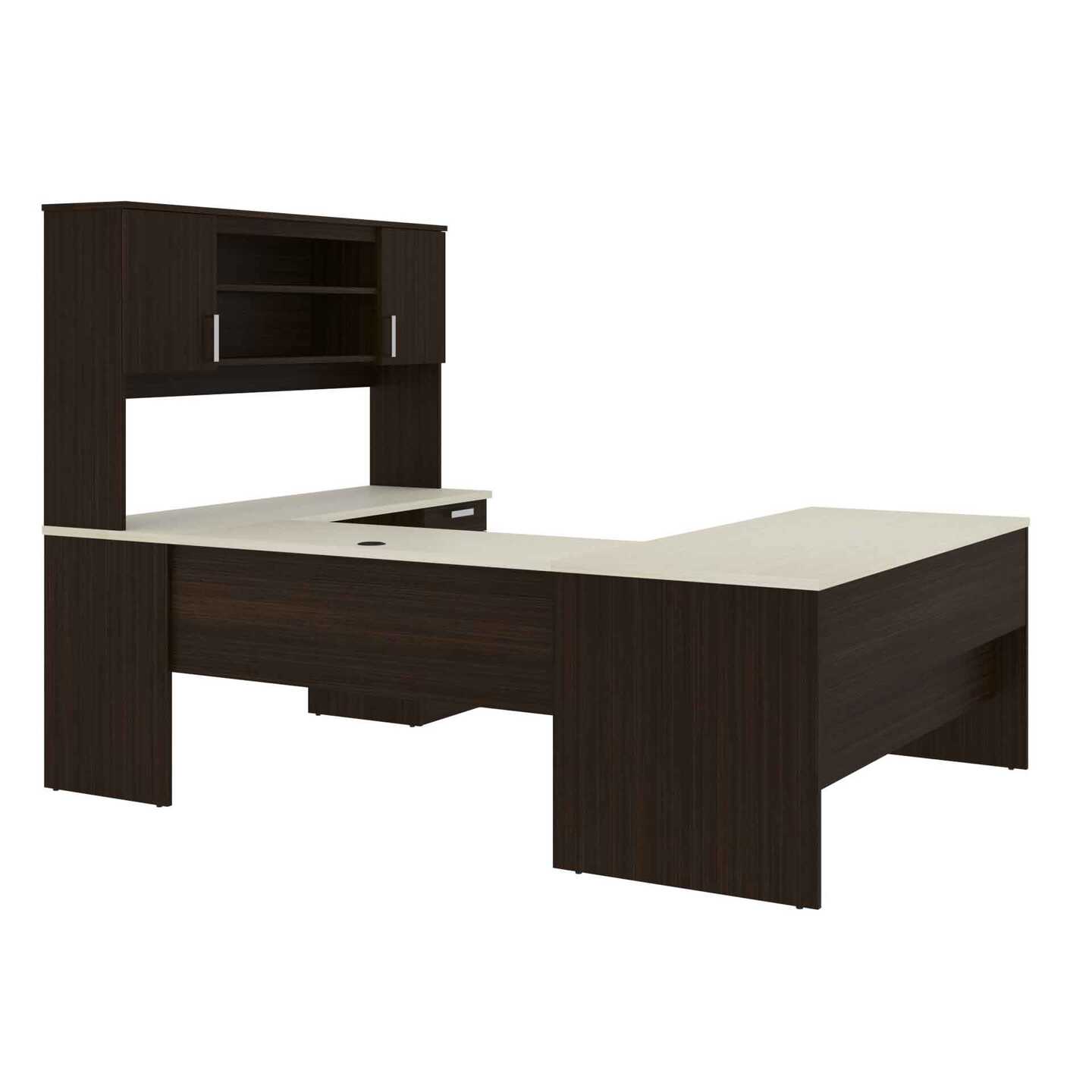 Ridgeley 65W UShaped Executive Desk with Pedestal and Hutch Bestar